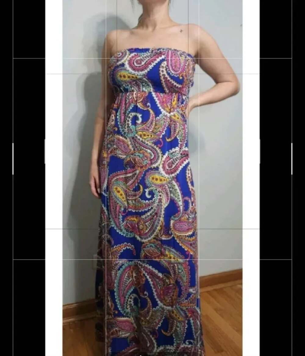 Banana Republic Size 6 Colorful Paisley Strapless Rayon‎ Boho Empire Maxie Dress